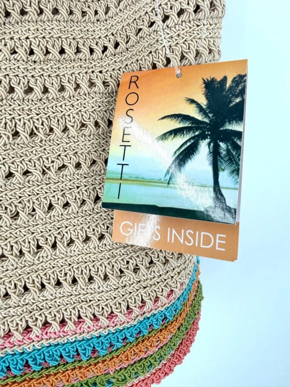 NWT ROSETTI CROCHET HOBO BAG PURSE W/ COLORFUL STRIPES & MATCHING POUCH